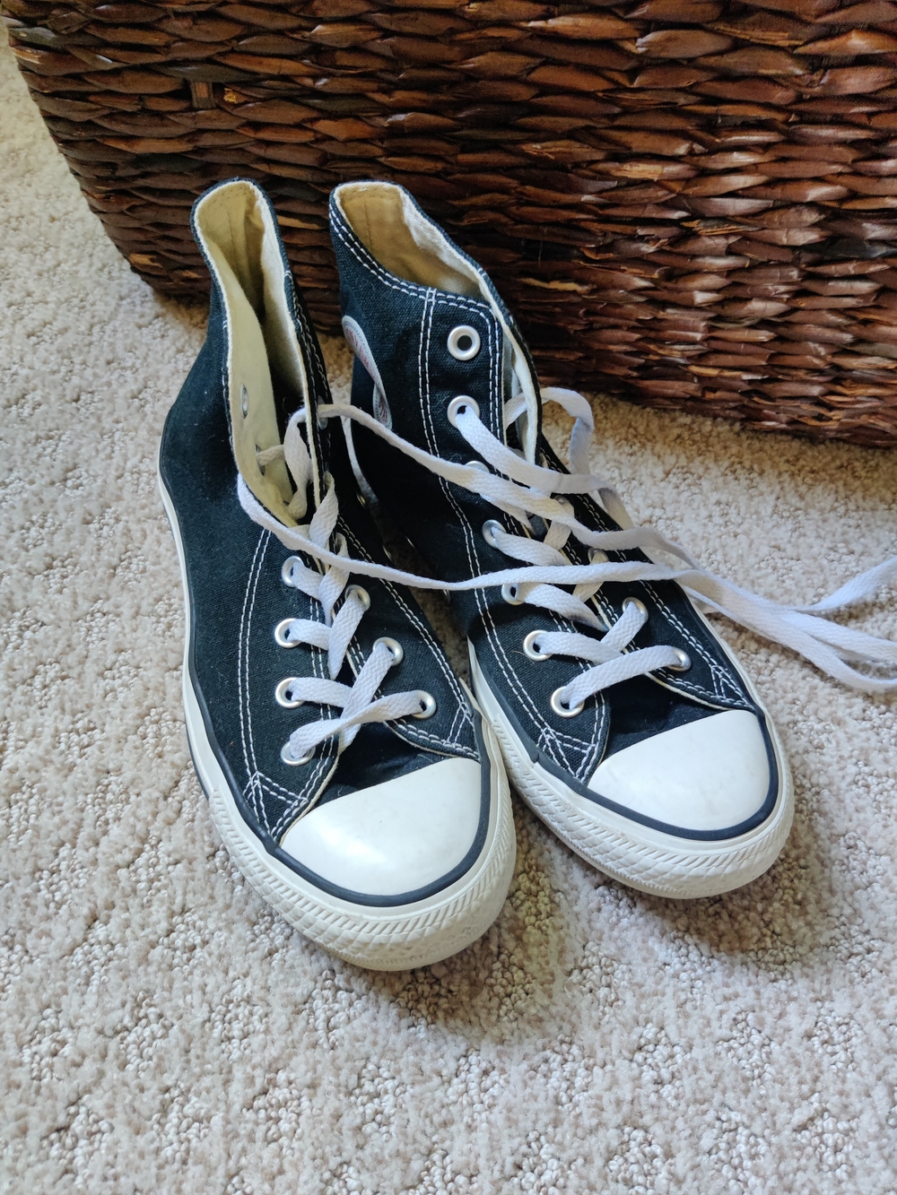 Classic Black High-Top Canvas Sneakers with White Trim